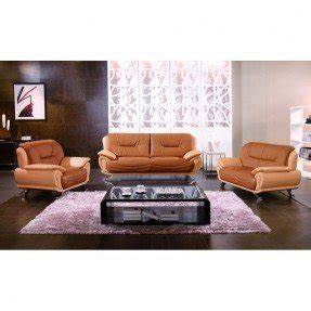 Modern 3 pieces camel yellow bonded leather sofa set loveseat