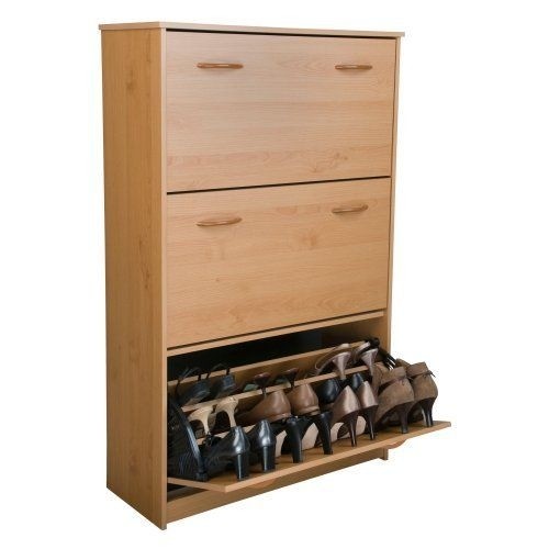 Oak shoe cabinet storage rack furniture closet shoes triple chest