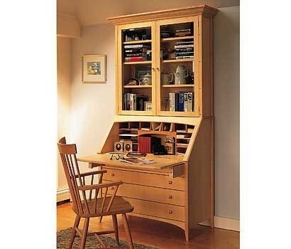 Office canterbury secretary desk with bookcase top shown in maple