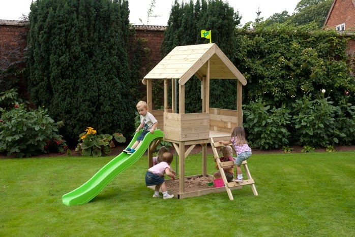 Outdoor playhouses with slide