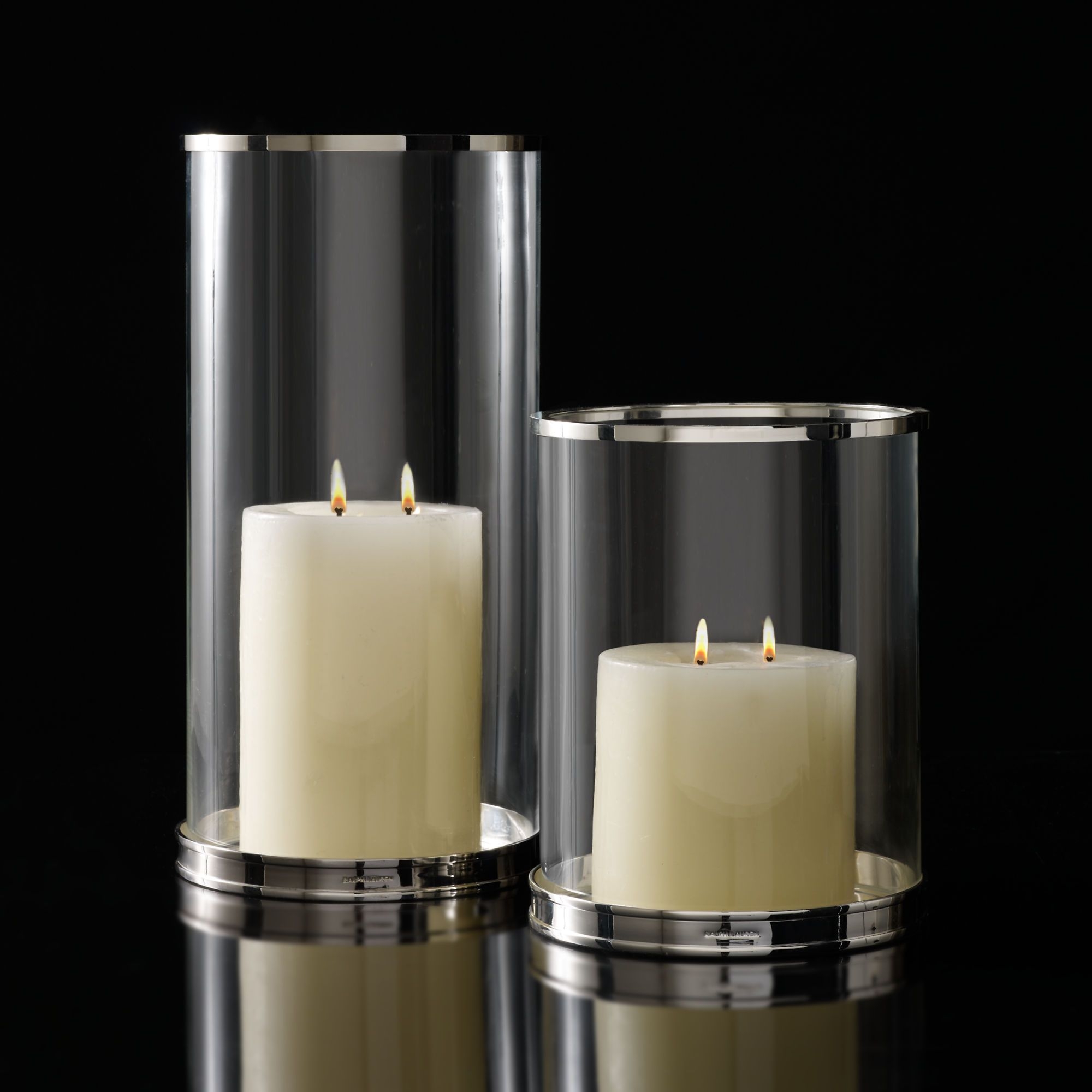 Silver modern hurricane modern candles and candle holders
