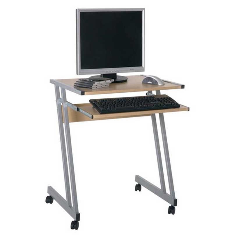 Small computer table on wheels