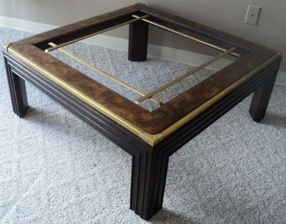 Square wood and glass coffee table 1