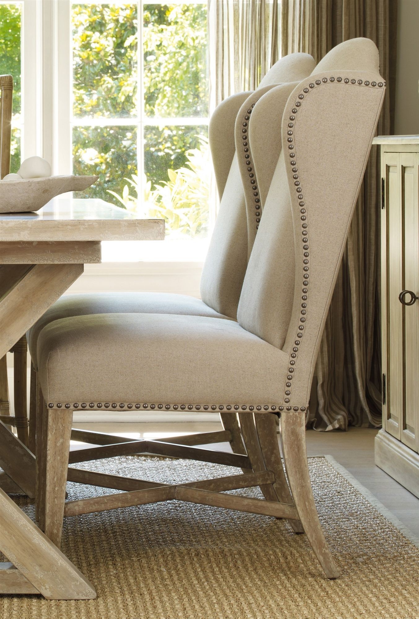 upholstered wing back dining chairs