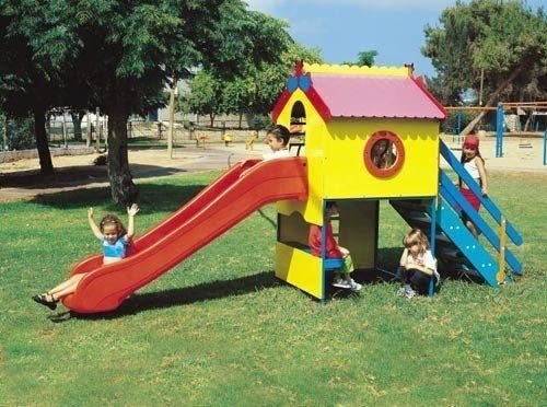 Wooden playhouses with slide