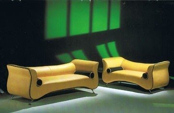 Yellow leather sofas