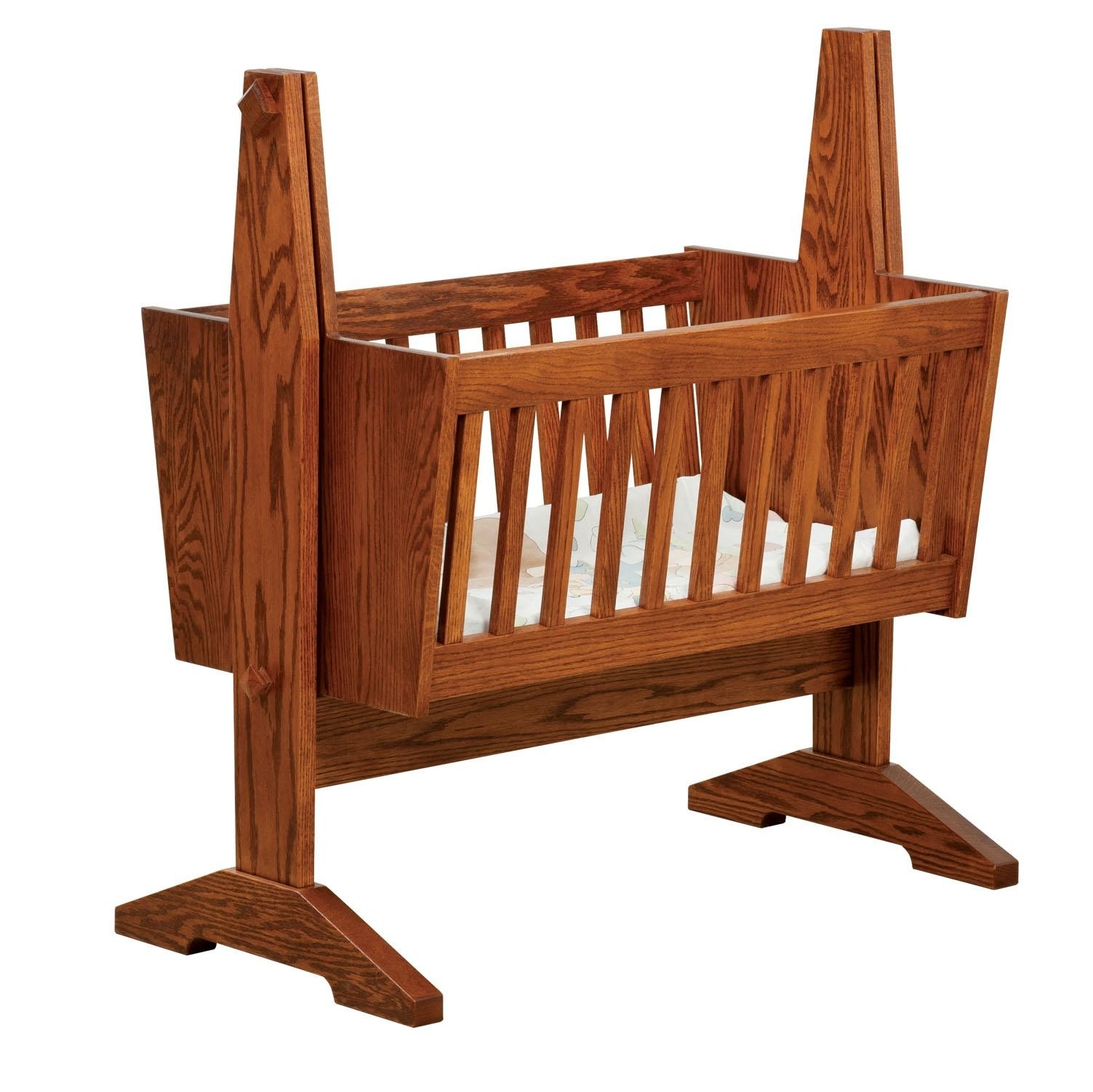 Amish Baby Furniture Cradle Infant Bassinet Mission Solid Wood Nursery Oak Maple