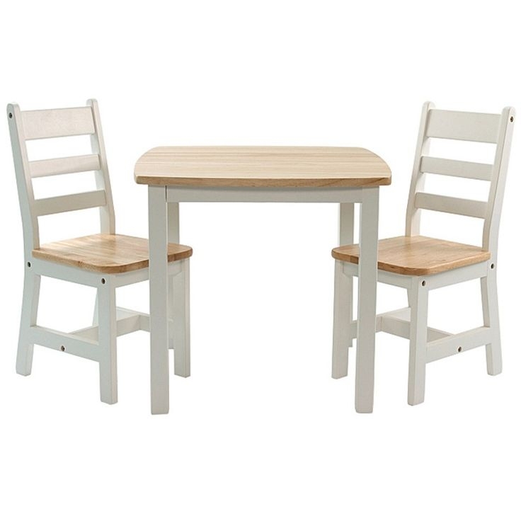 Childrens white wooden table and chairs