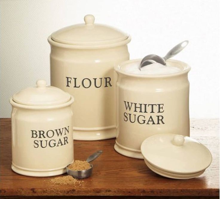 Calais Ceramic Kitchen Canister Flour, Coffee, Tea, and Sugar,Set of 4 -  Mocome