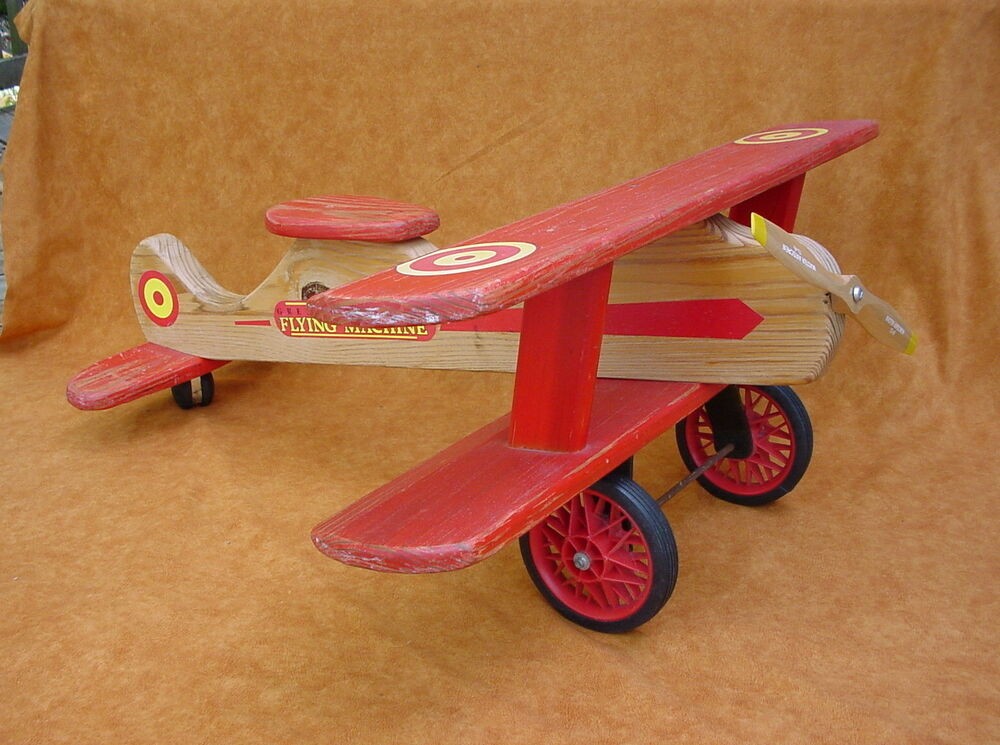 Great american flying machine rolling ride on airplane toy wooden