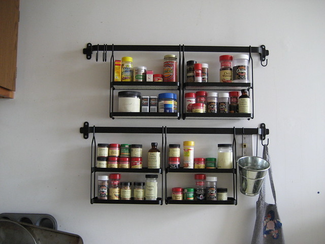 Metal hanging wall spice rack for kitchen wall decoration design