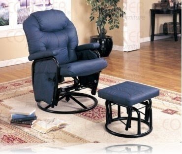 Navy leather recliner 2