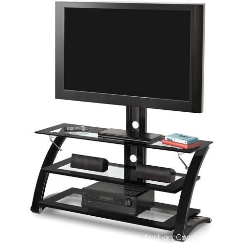 Spar glass and metal tv stand for tvs up to