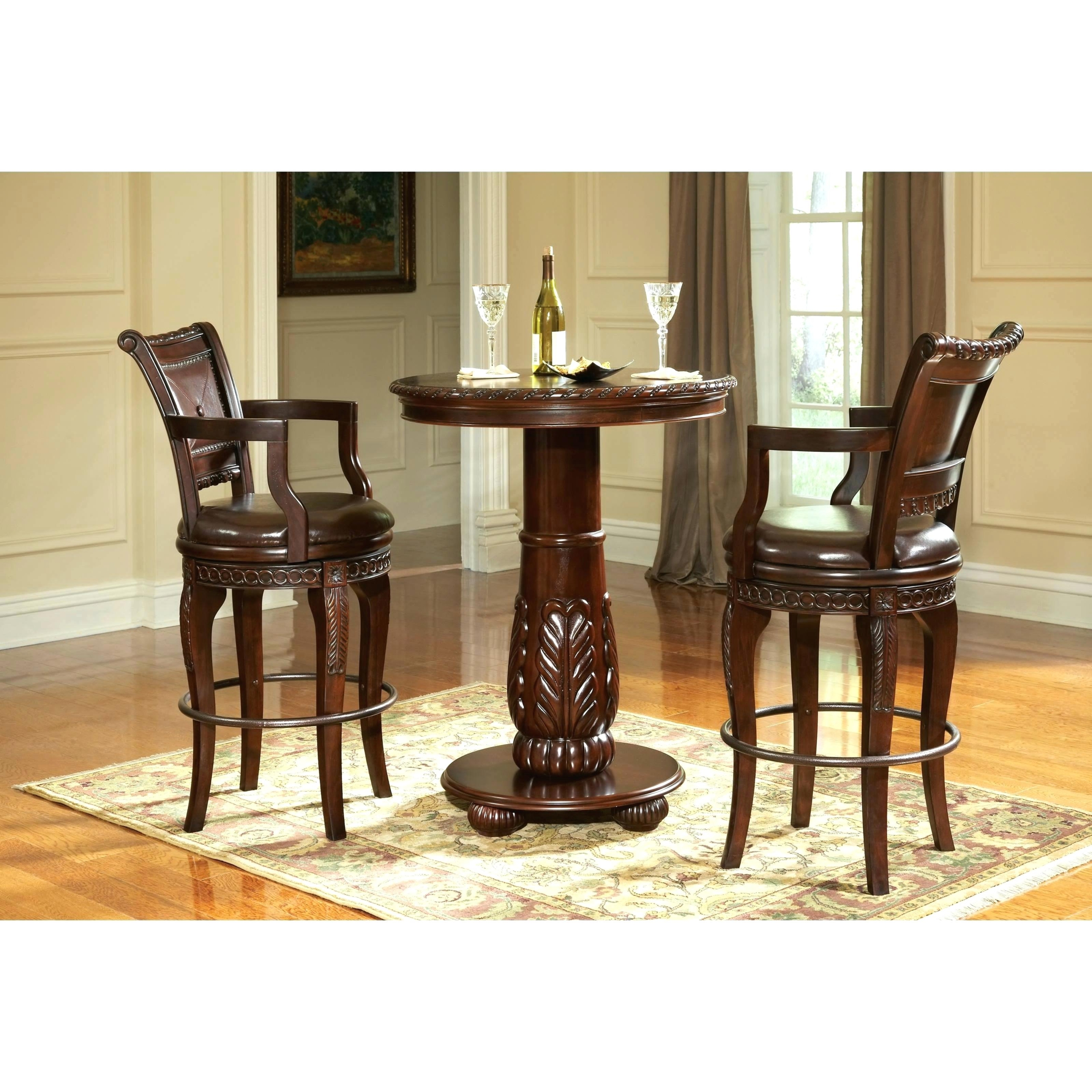 Table set in multi step rich cherry traditional indoor pub