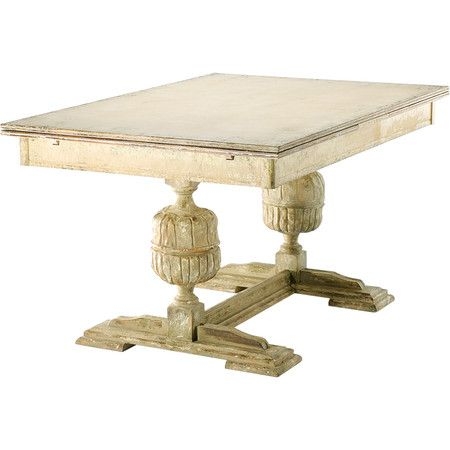Wood dining table distressed white wash