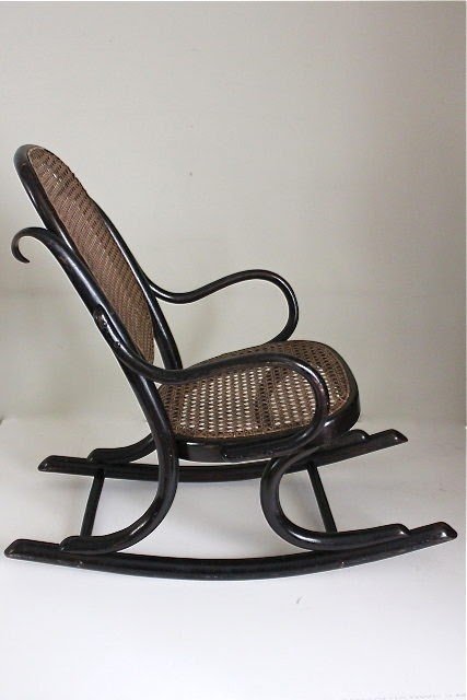 Antique thonet ebonised bentwood childs rocking chair