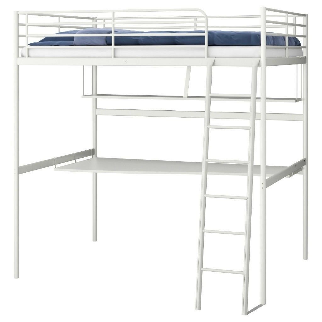 Bedroom amazing white metal ikea loft bed with study table