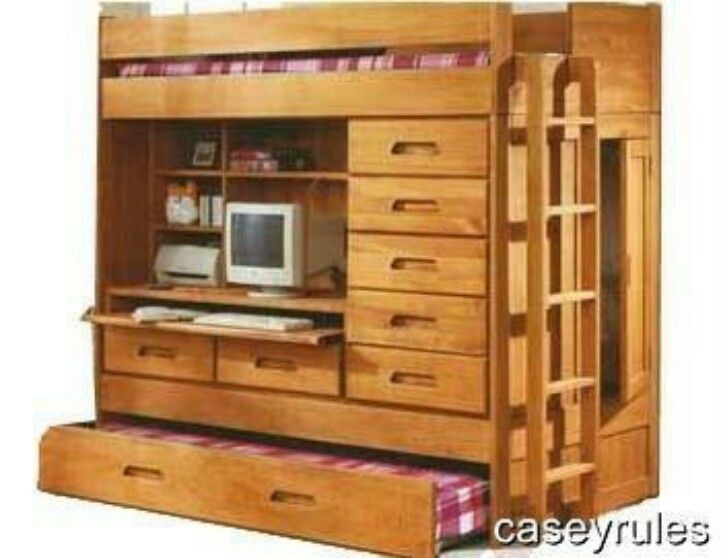 trundle bunk bed with desk
