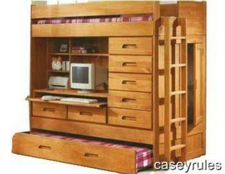 bunk bed with trundle desk and storage