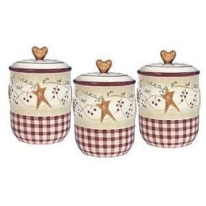 Country hearts stars kitchen canister set airtight 3 home kitchen