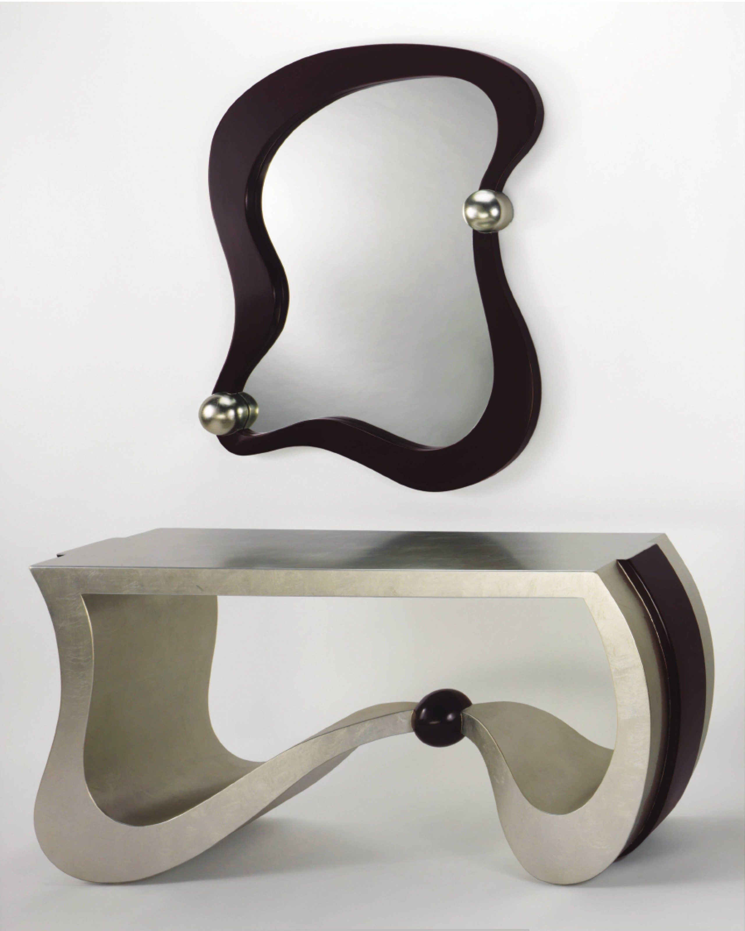 Modern entryway table and mirror set