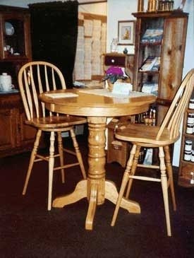 Solid oak pub store table and chairs