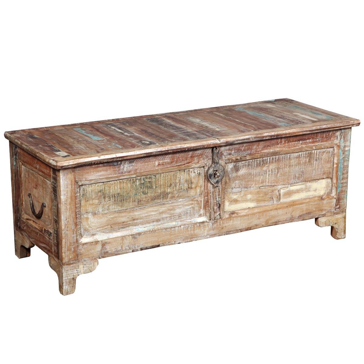 Rustic Oversized Reclaimed Wood Storage Coffee Table Chest Storage Box Trunk