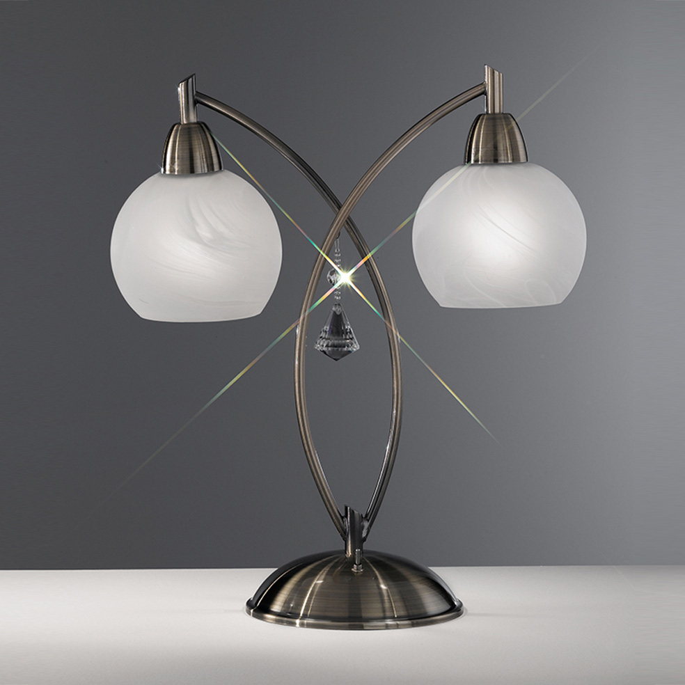 Thea 2 light table lamp in bronze finish with alabaster