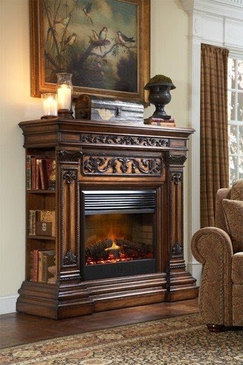 Webbster electric fireplace with bookshelves jpg