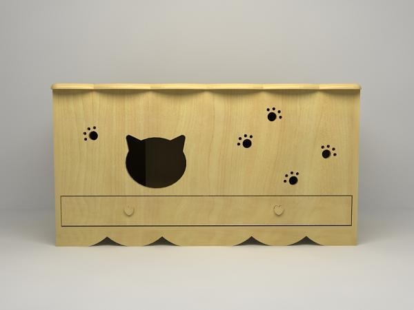 Wooden cat litter box concealer
