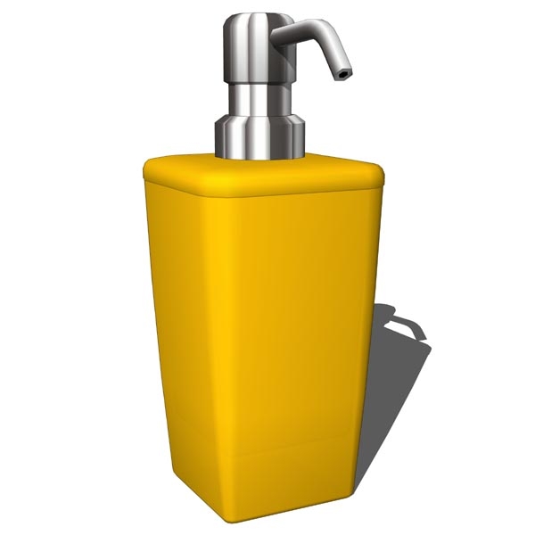 Bathroom yellow set which includes soap dispenser
