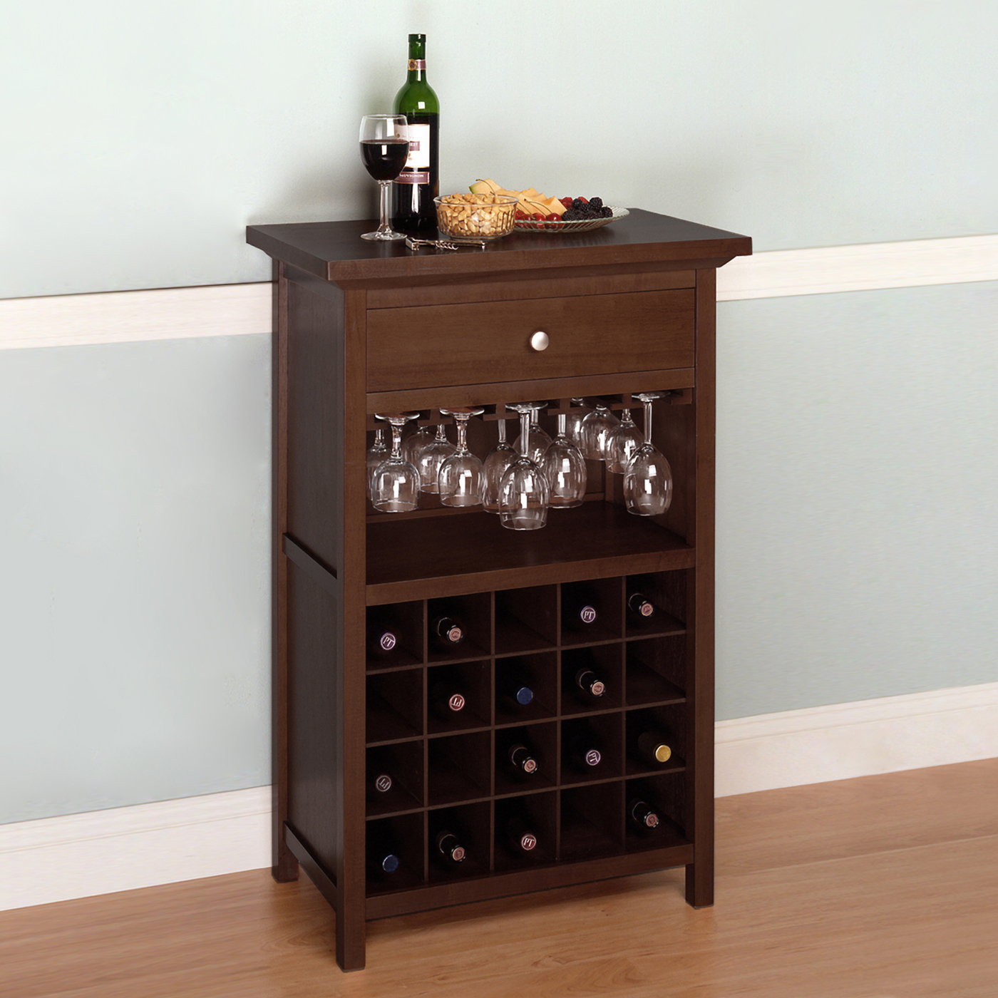 Cabinets winsome wood wine cabinet with drawer and glass rack