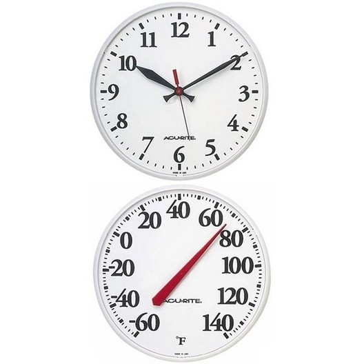 Home outdoor clocks thermometers white clock and thermometer