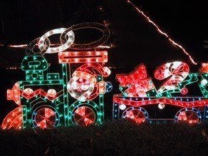 Icicle lights helped framed the christmas train