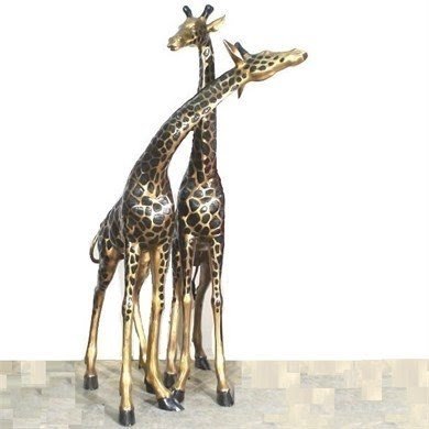 Large giraffe pair bronze sculptures