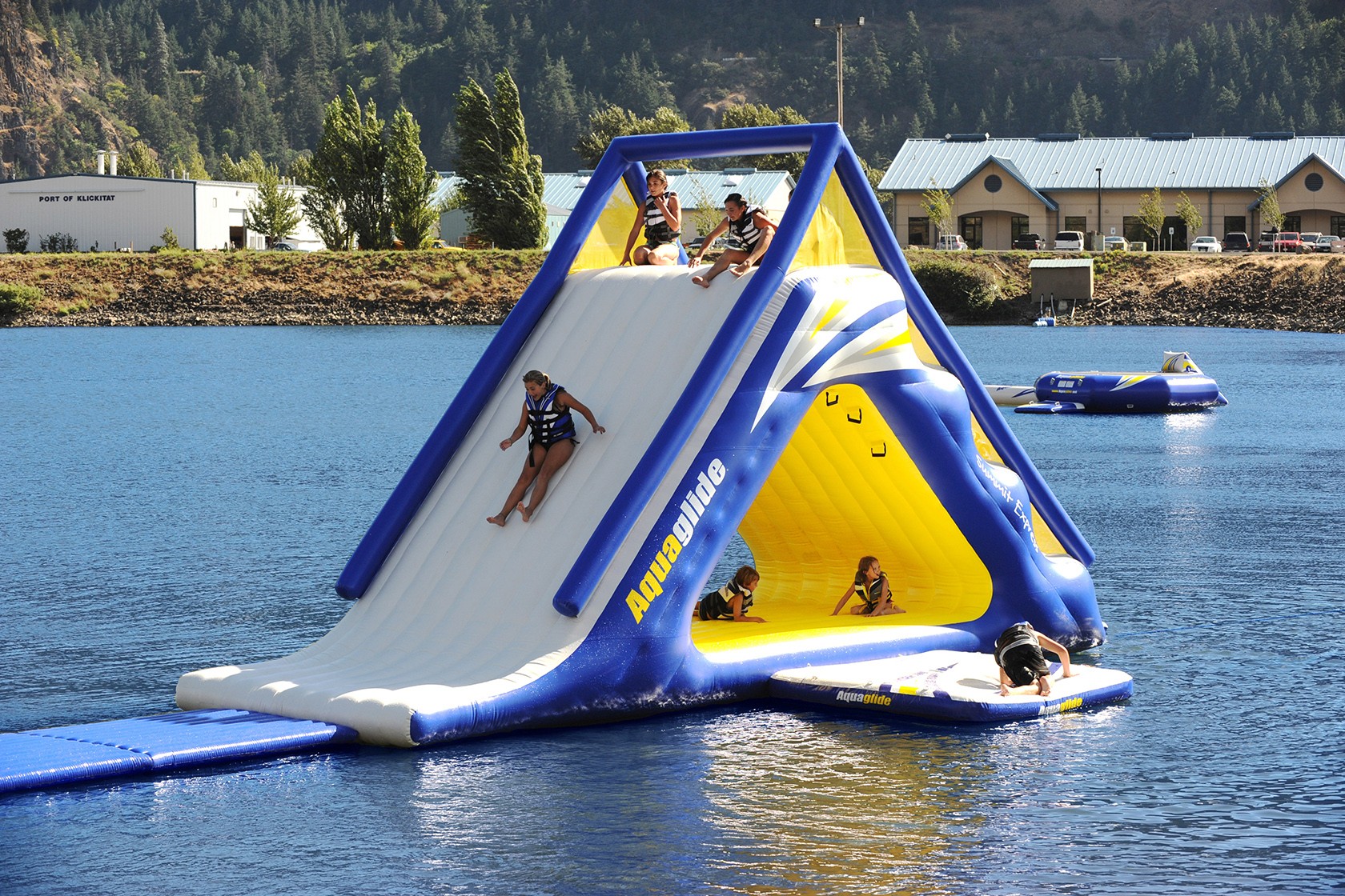 inflatables on lake