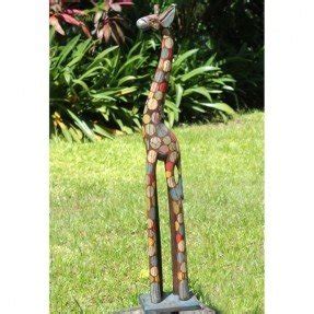 Statues b satwa funky coloured wooden tall giraffe statue 1