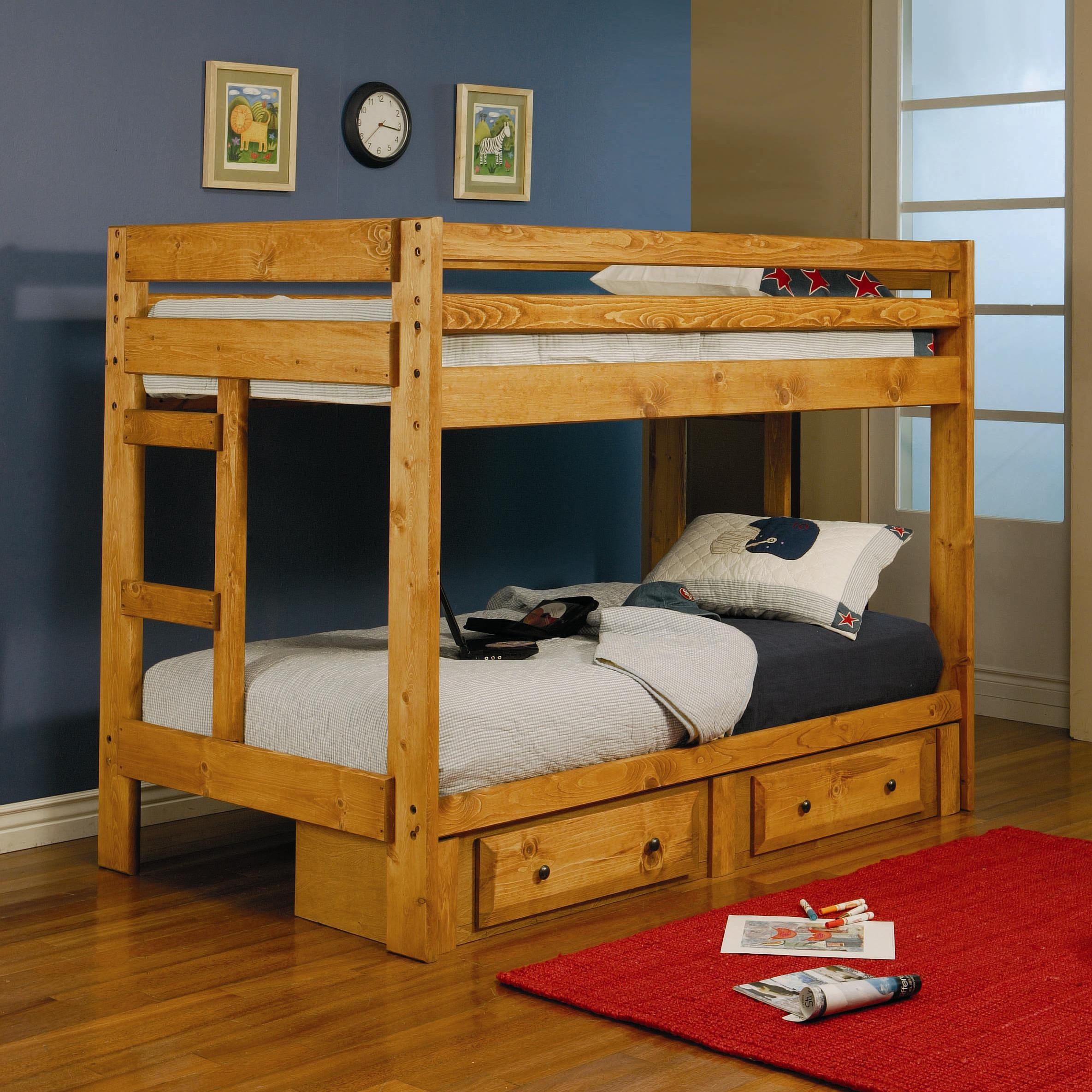 Amber solid wood bunk bed with stairway chest twin over