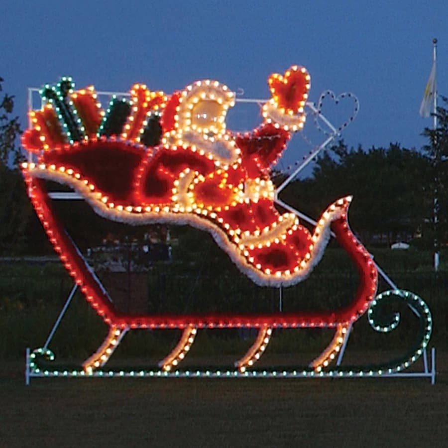 Animated santa in sleigh garland christmas lights commercial outdoor