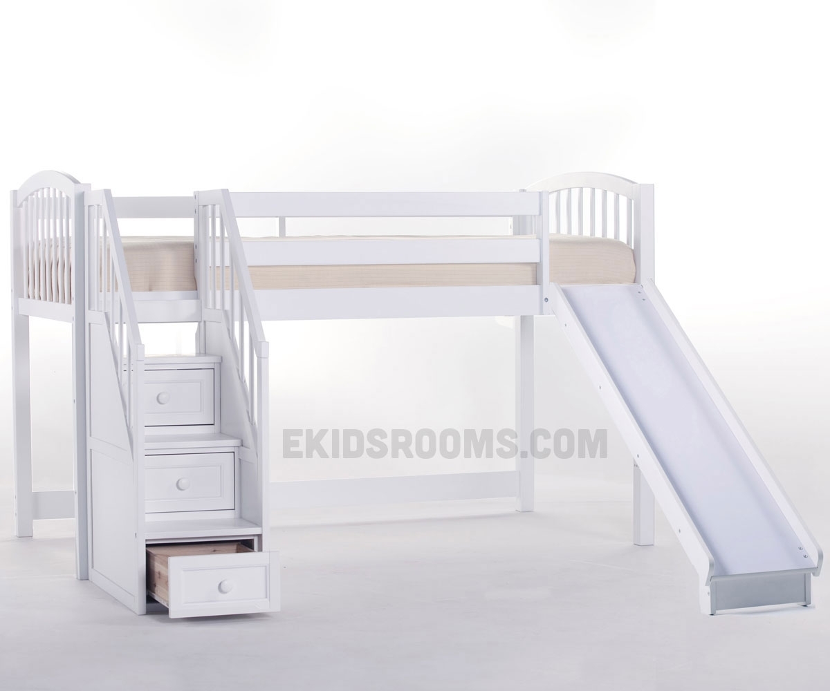 full size low loft bed with slide