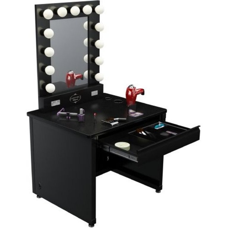 vanity makeup table set with lighted mirror