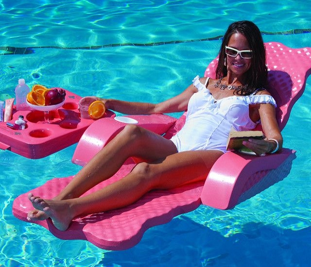 Floating pool chairs with cup holders
