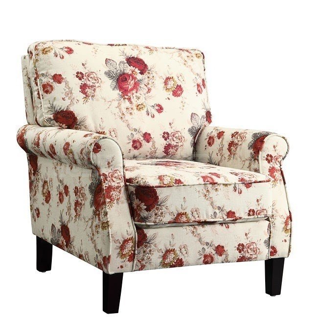 Floral pattern accent chair details