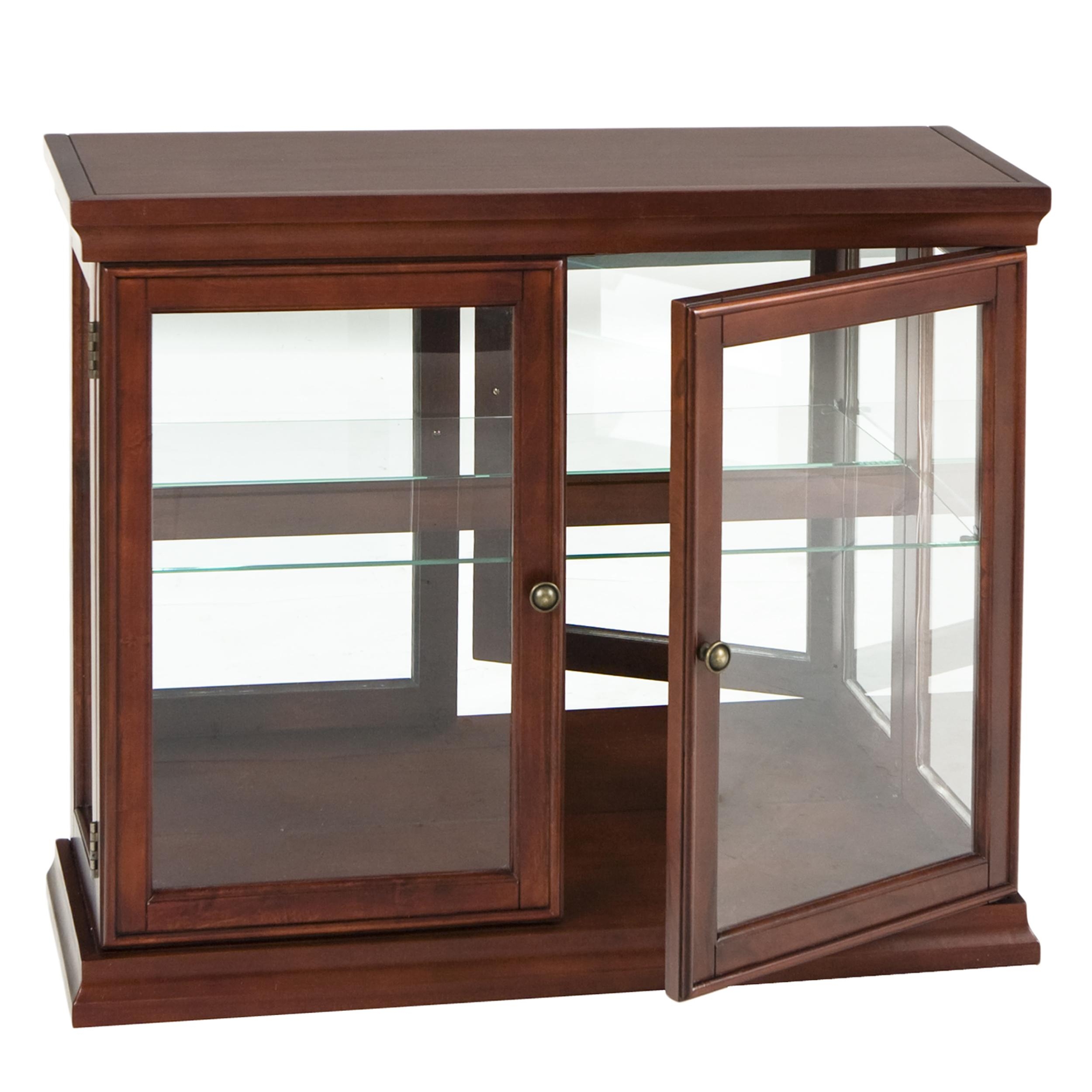 Small wooden display cabinet with glass doors