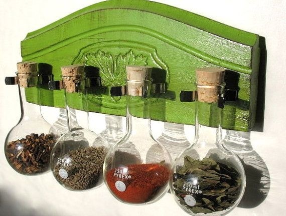 Six unique spice racks and one wall chart on etsy