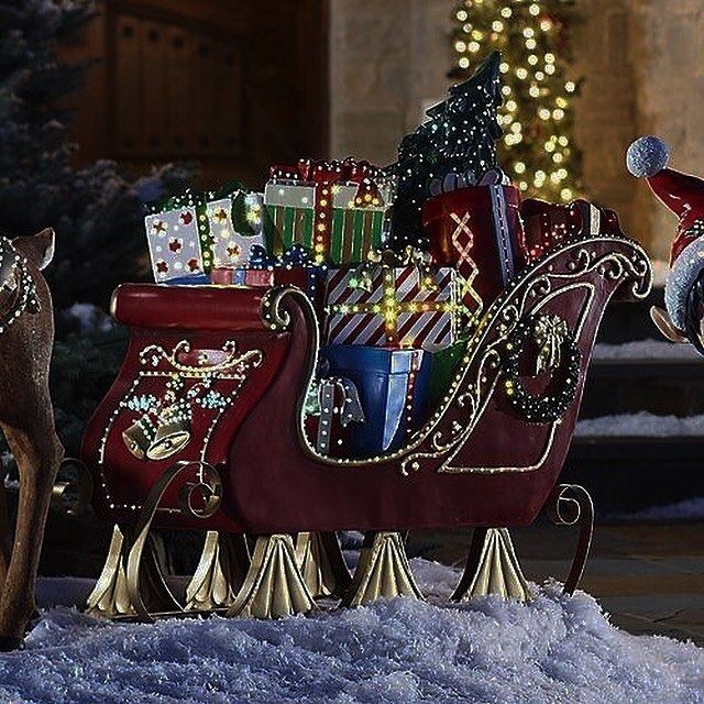 Sleigh outdoor christmas decorations traditional holiday outdoor