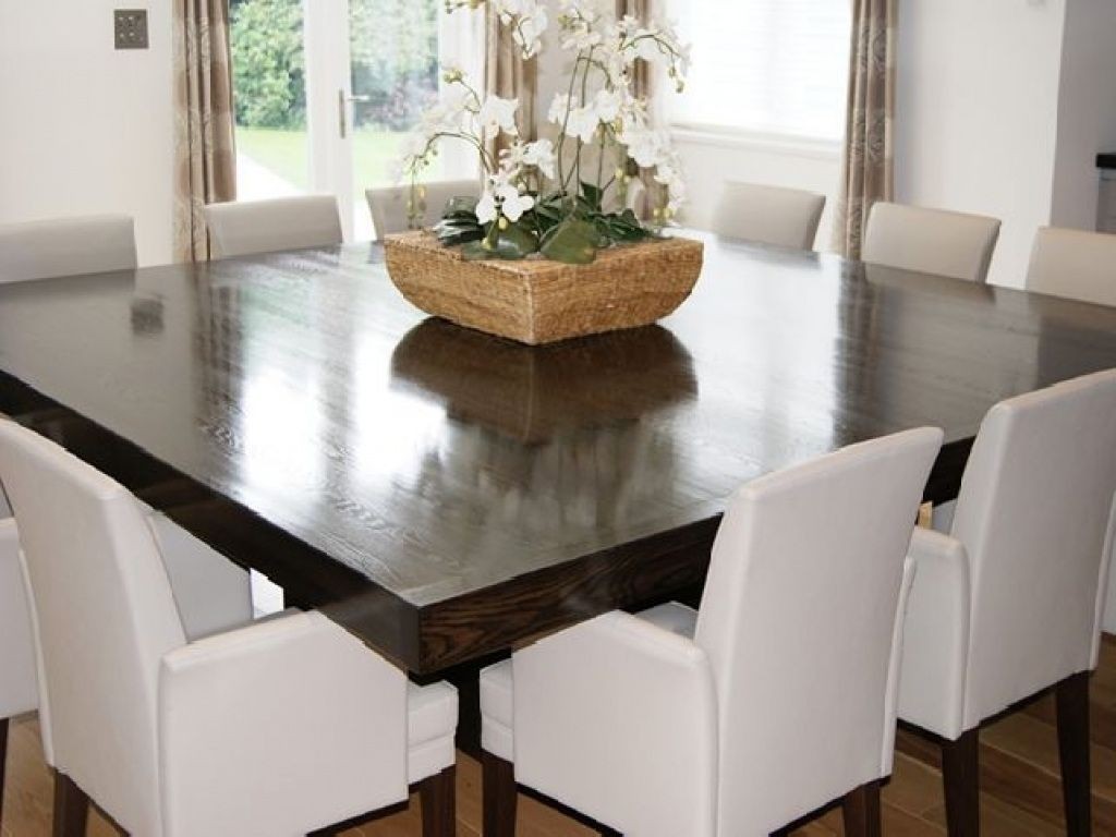 Square dining room table seats 8