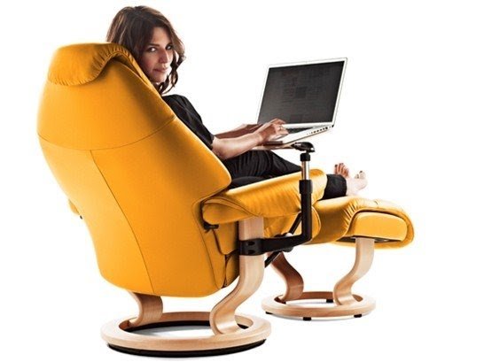 Reclining chair best sale with laptop tray