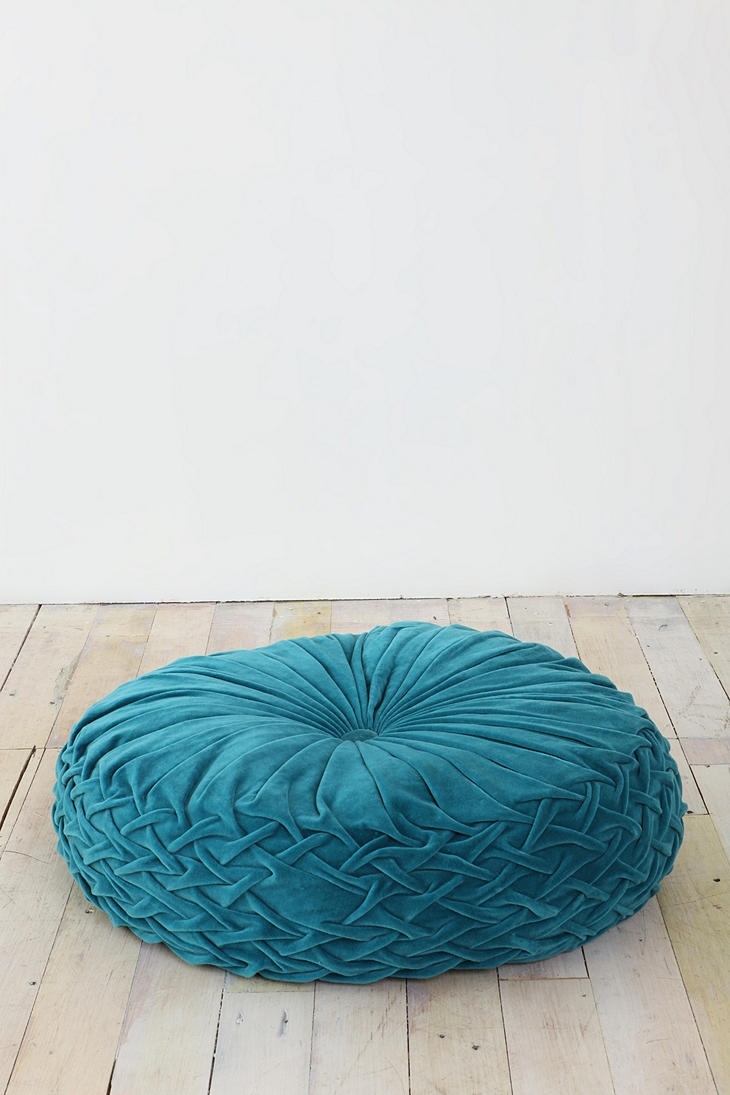 Teal round pintuck floor pillow at uo