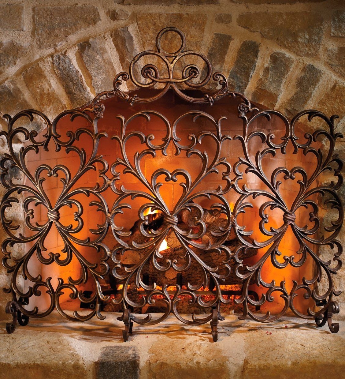 Wrought iron fireplace screens decorative fire screens jpg